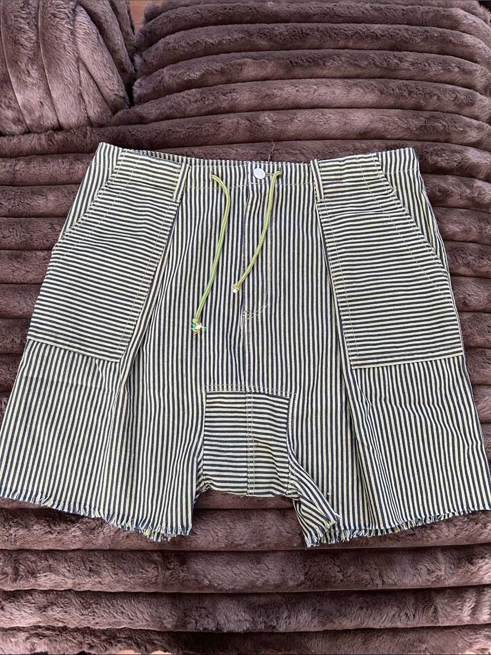 Jaded Gypsy Striped Casual Drawstring Shorts - Green & Black